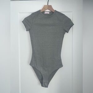 Pink Lily Heather Gray Ribbed Top